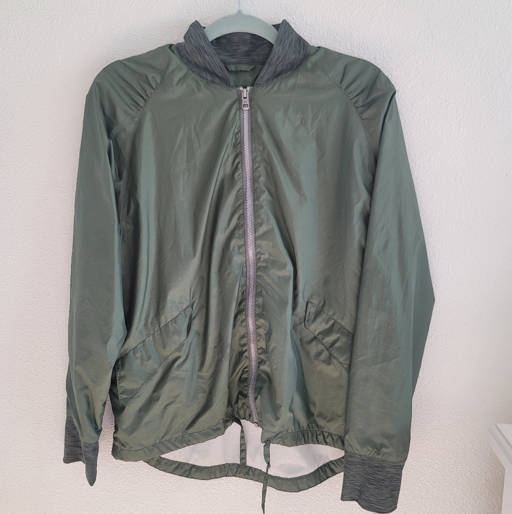 Prana Army Military Forest Green Olive Windbreaker Jacket